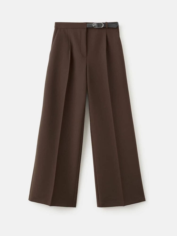 Mango Brown Belt Detail Straight Trousers - Image 5 of 5 Mango Brown Belt Detail Straight Trousers - Image 5 of 5