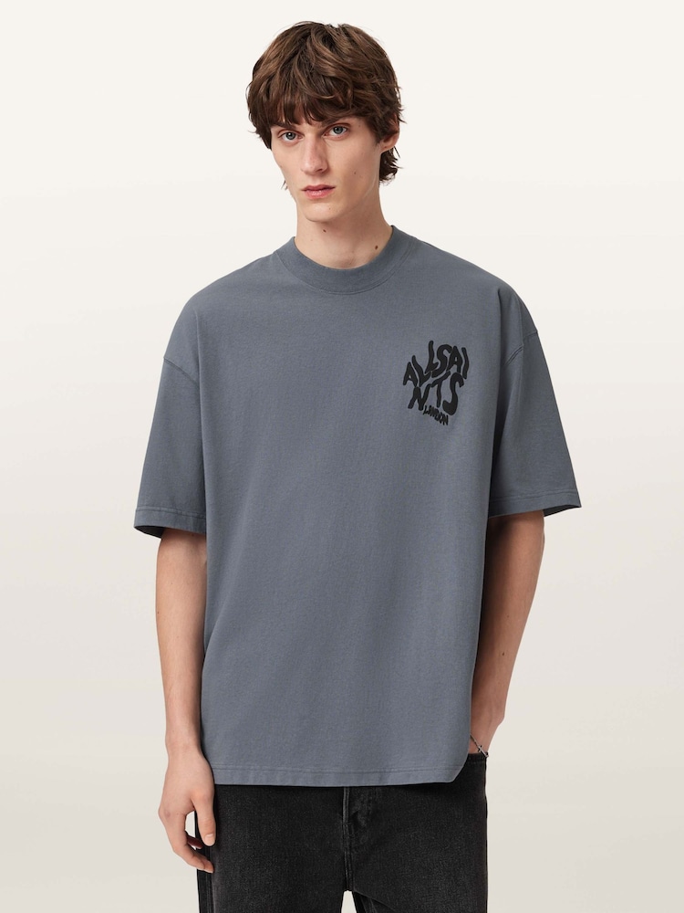 AllSaints Grey Orlando Short Sleeve Crew Neck T-Shirt - Image 1 of 6 AllSaints Grey Orlando Short Sleeve Crew Neck T-Shirt - Image 1 of 6