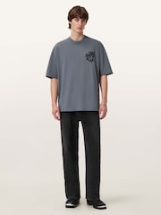 Gris - Camiseta de manga corta con cuello redondo Orlando de All Saints - Imagen 2 de 6