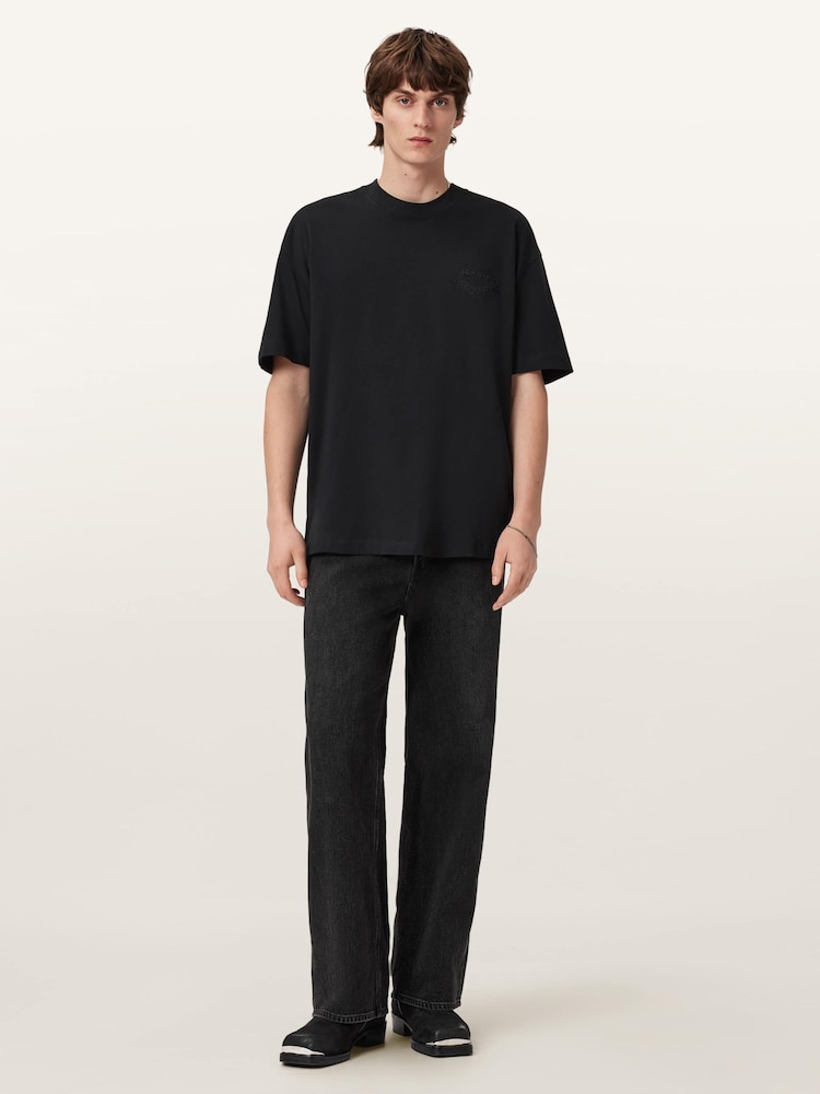AllSaints Black Chrome Short Sleeve Crew Neck T-Shirt - Image 2 of 6 AllSaints Black Chrome Short Sleeve Crew Neck T-Shirt - Image 2 of 6