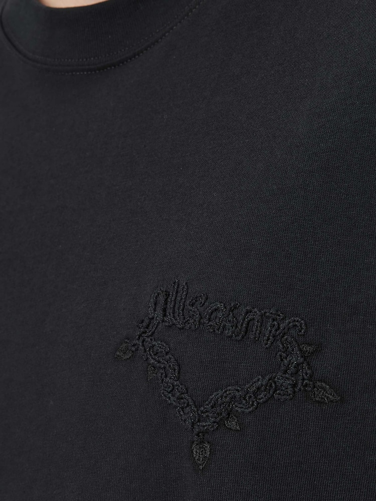 AllSaints Black Chrome Short Sleeve Crew Neck T-Shirt - Image 6 of 6 AllSaints Black Chrome Short Sleeve Crew Neck T-Shirt - Image 6 of 6