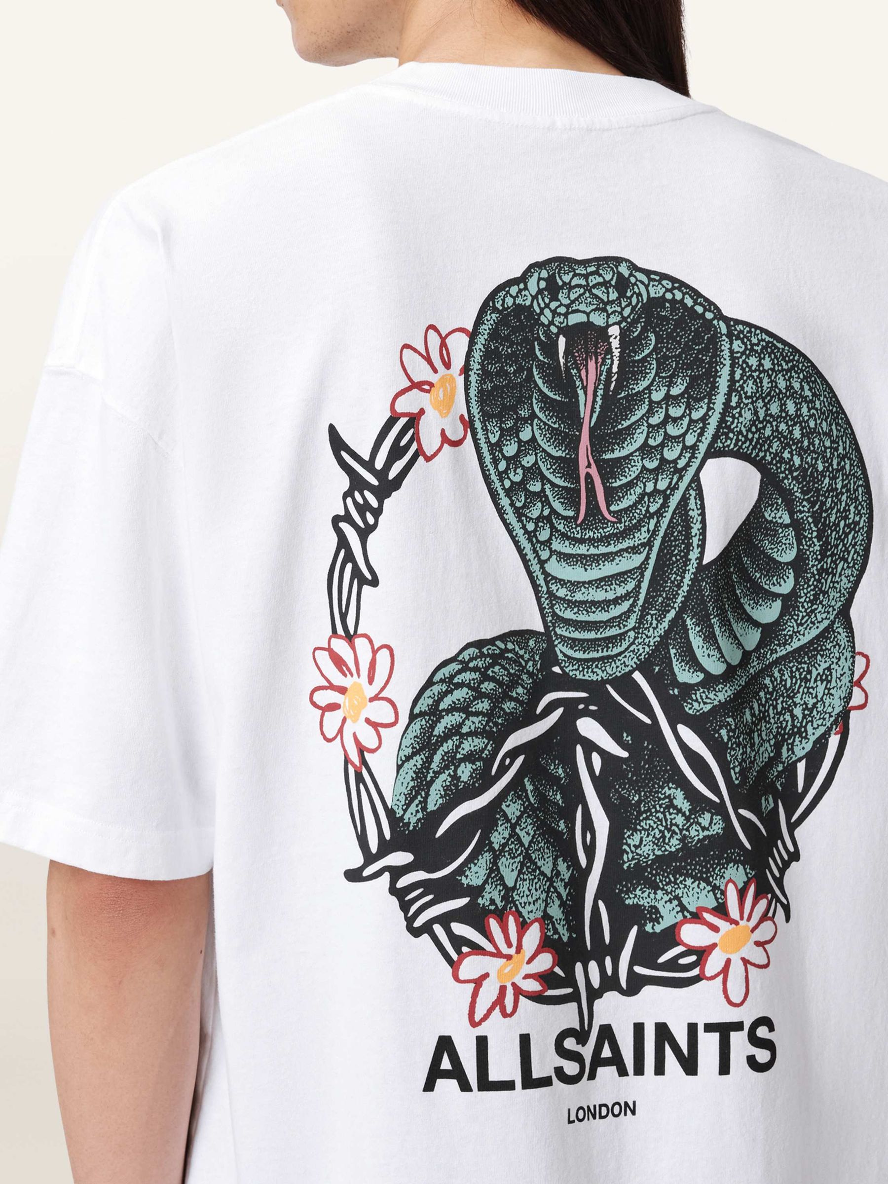 Buy AllSaints White Snakebite Short Sleeve Crew Neck T Shirt from the