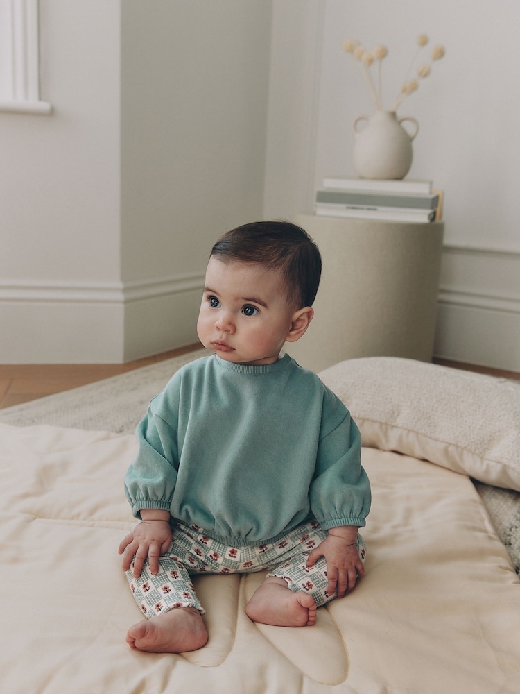 Sage Green Baby Sweat Top And Legging Set (0mths-2yrs) - Image 1 of 14 Sage Green Baby Sweat Top And Legging Set (0mths-2yrs) - Image 1 of 14