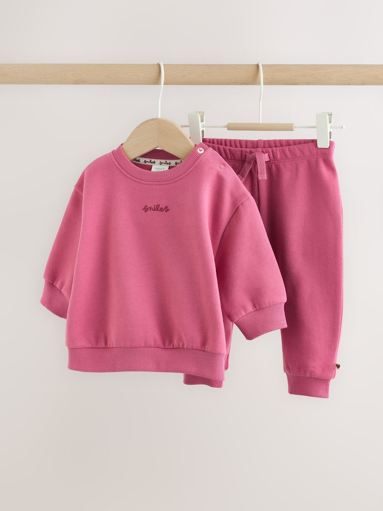 Plum Slogan Sweat Top and Joggers Baby Set (0mths-2yrs) - Image 1 of 12 Plum Slogan Sweat Top and Joggers Baby Set (0mths-2yrs) - Image 1 of 12