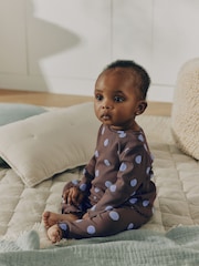 Chocolate Brown Spot Printed Rib Top and Leggings Baby Set 2 Piece (0mths-2yrs) - Image 1 of 16