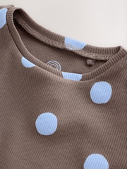 Chocolate Brown Spot Printed Rib Top and Leggings Baby Set 2 Piece (0mths-2yrs) - Image 11 of 16