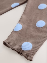 Chocolate Brown Spot Printed Rib Top and Leggings Baby Set 2 Piece (0mths-2yrs) - Image 16 of 16
