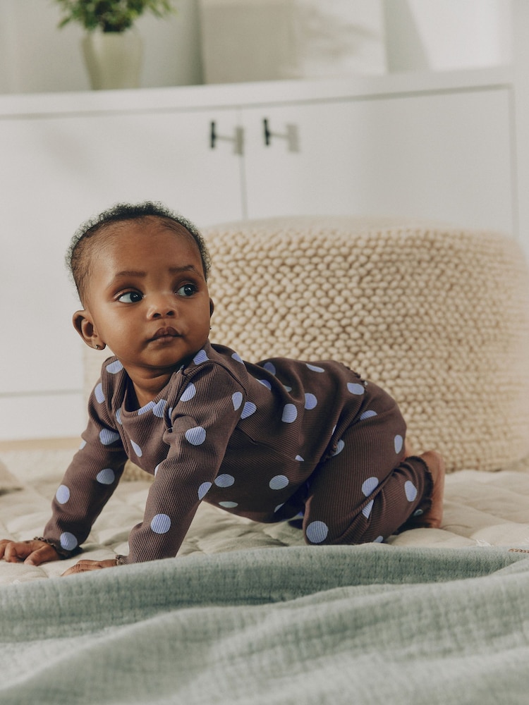 Chocolate Brown Spot Printed Rib Top and Leggings Baby Set 2 Piece (0mths-2yrs) - Image 2 of 16 Chocolate Brown Spot Printed Rib Top and Leggings Baby Set 2 Piece (0mths-2yrs) - Image 2 of 16