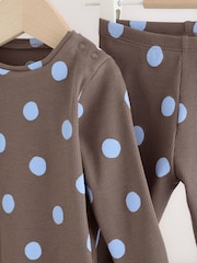 Chocolate Brown Spot Printed Rib Top and Leggings Baby Set 2 Piece (0mths-2yrs) - Image 9 of 16