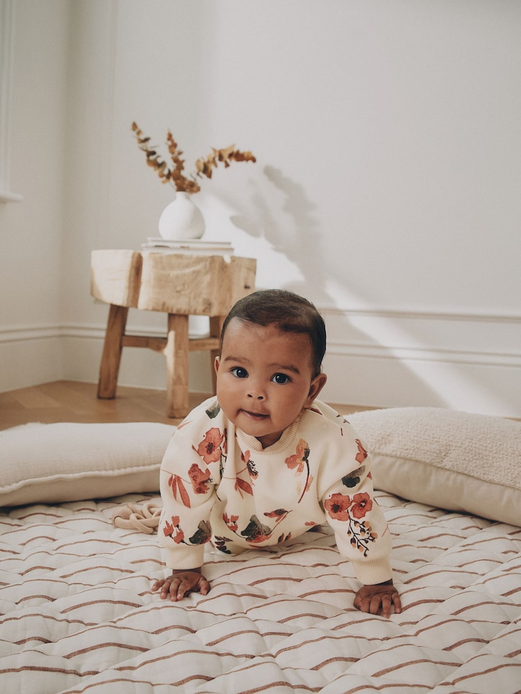 Ecru Floral Sweat Top and Joggers Baby Set (0mths-2yrs) - Image 2 of 15 Ecru Floral Sweat Top and Joggers Baby Set (0mths-2yrs) - Image 2 of 15