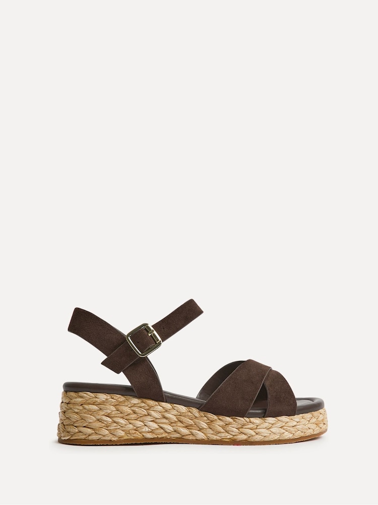 Linzi Brown Spritz Wide Fit Crossover Flatform Sandals - Image 2 of 5