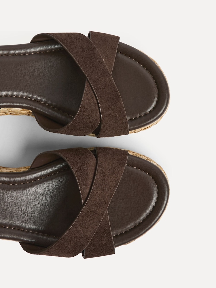 Linzi Brown Spritz Wide Fit Crossover Flatform Sandals - Image 5 of 5