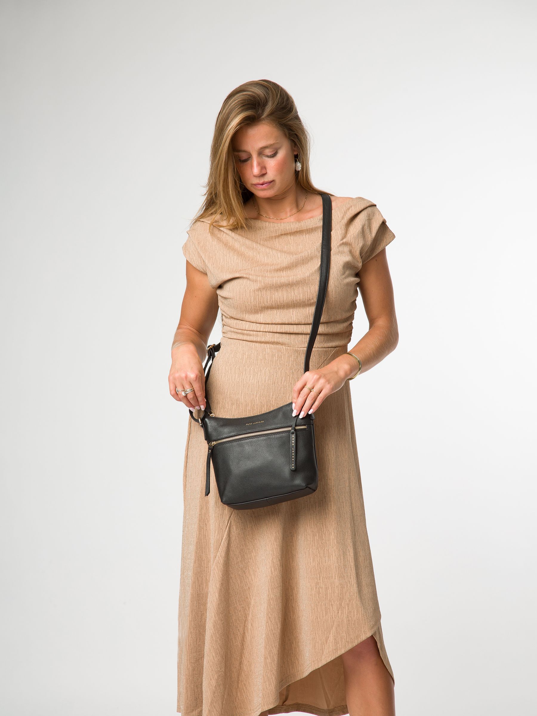 Buy Pure Luxuries London Black Thorne Leather Cross-Body Bag from