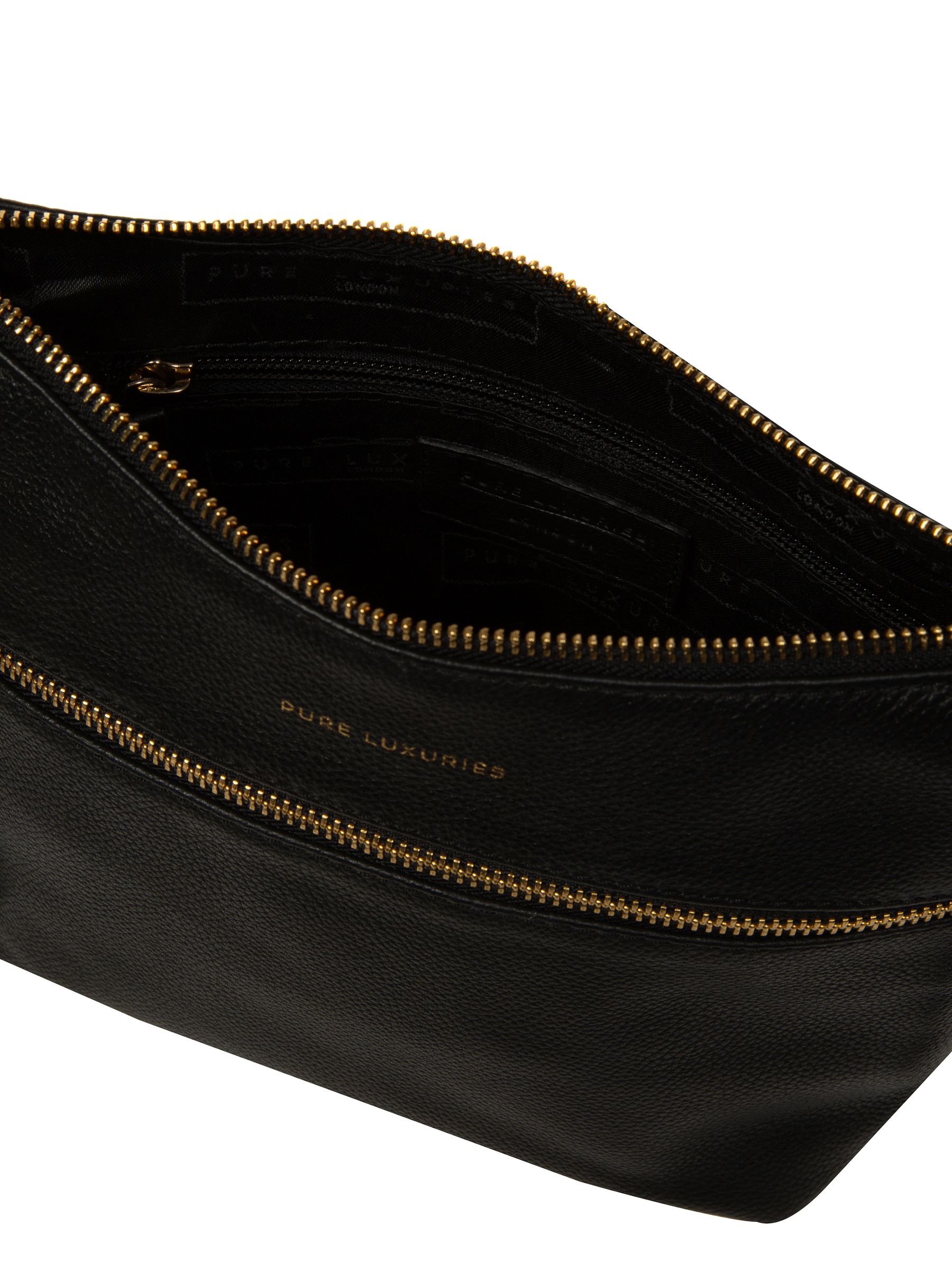 Buy Pure Luxuries London Black Thorne Leather Cross-Body Bag from
