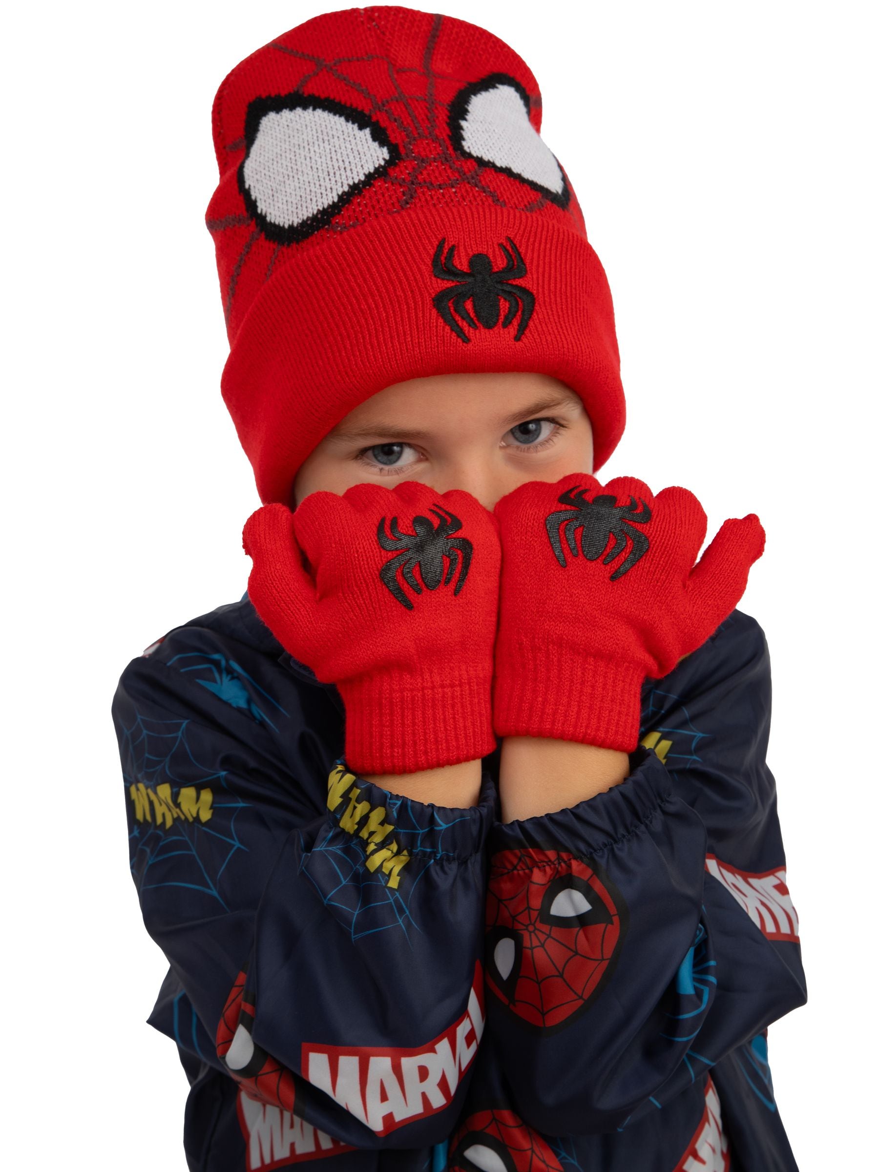 Buy Character Red Spider-Man Winter Hat And Gloves Set from the