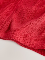 Red Short Sleeve Texture Notch Neck Top - Image 2 of 3