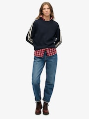 Superdry Blue Relaxed Stripe Knitted Jumper - Image 3 of 6