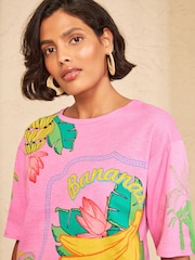 Love & Roses Printed Lilac Purple Crew Neck Boxy T-Shirt - Image 2 of 4