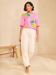 Love & Roses Printed Lilac Purple Crew Neck Boxy T-Shirt - Image 3 of 4