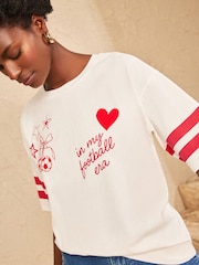 Love & Roses Ivory Football Slogan Printed Crew Neck Boxy T-Shirt - Image 2 of 4