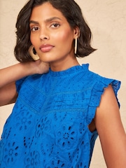 Love & Roses Cobalt Blue Broderie Shell Top - Image 2 of 4