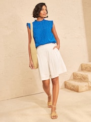 Love & Roses Cobalt Blue Broderie Shell Top - Image 3 of 4