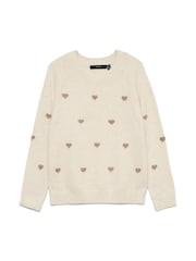 VERO MODA Cream Heart Detail Knitted Jumper - Image 1 of 1