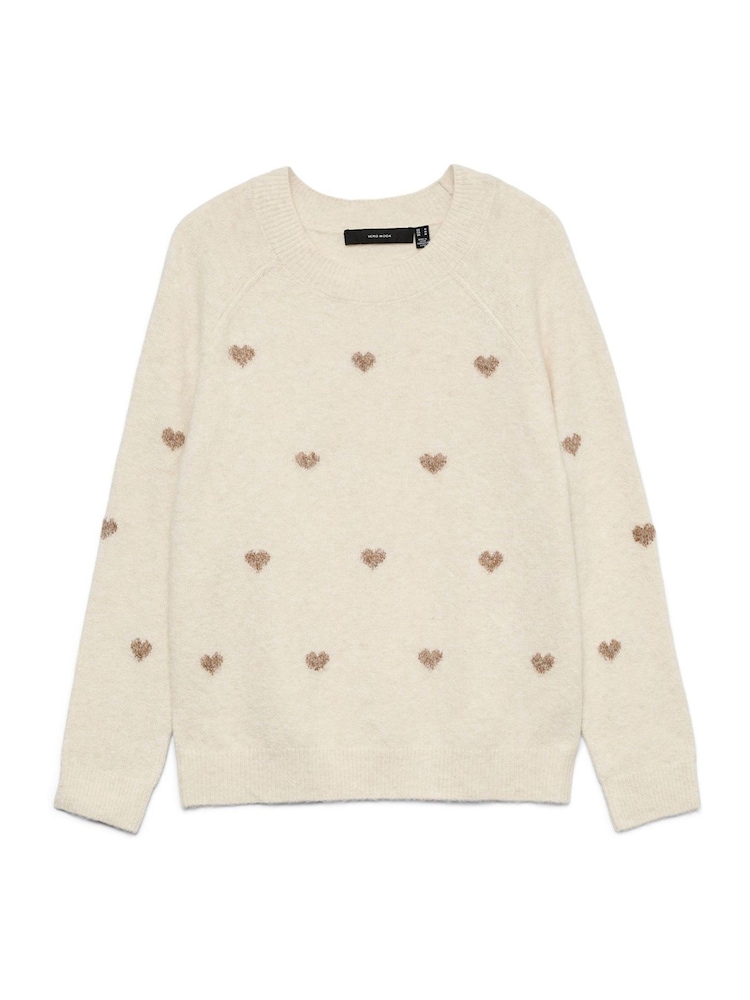 VERO MODA Cream Heart Detail Knitted Jumper - Image 5 of 5 VERO MODA Cream Heart Detail Knitted Jumper - Image 5 of 5