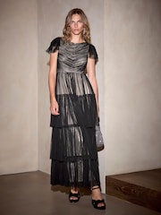 Mint Velvet Black Layered Tulle Maxi Dress - Image 3 of 8