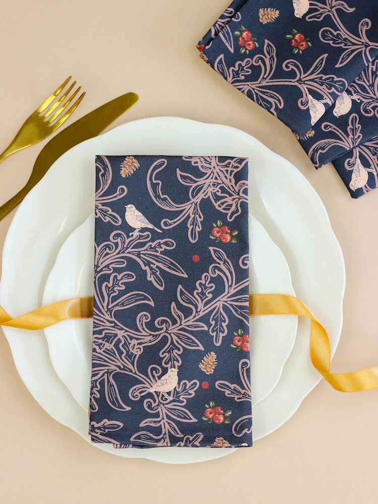 Avalon Home Set of 2 Navy Robins Napkins - Image 1 of 6 Avalon Home Set of 2 Navy Robins Napkins - Image 1 of 6