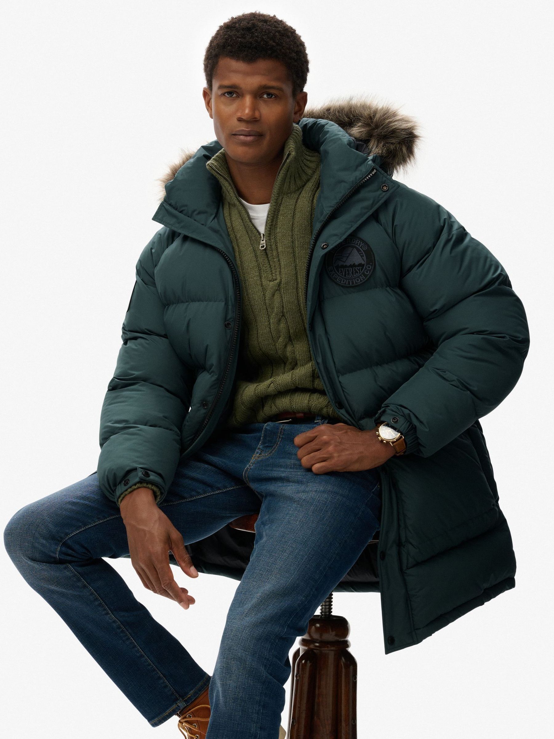Buy Superdry Green Everest Longline Baffled Parka from Next USA