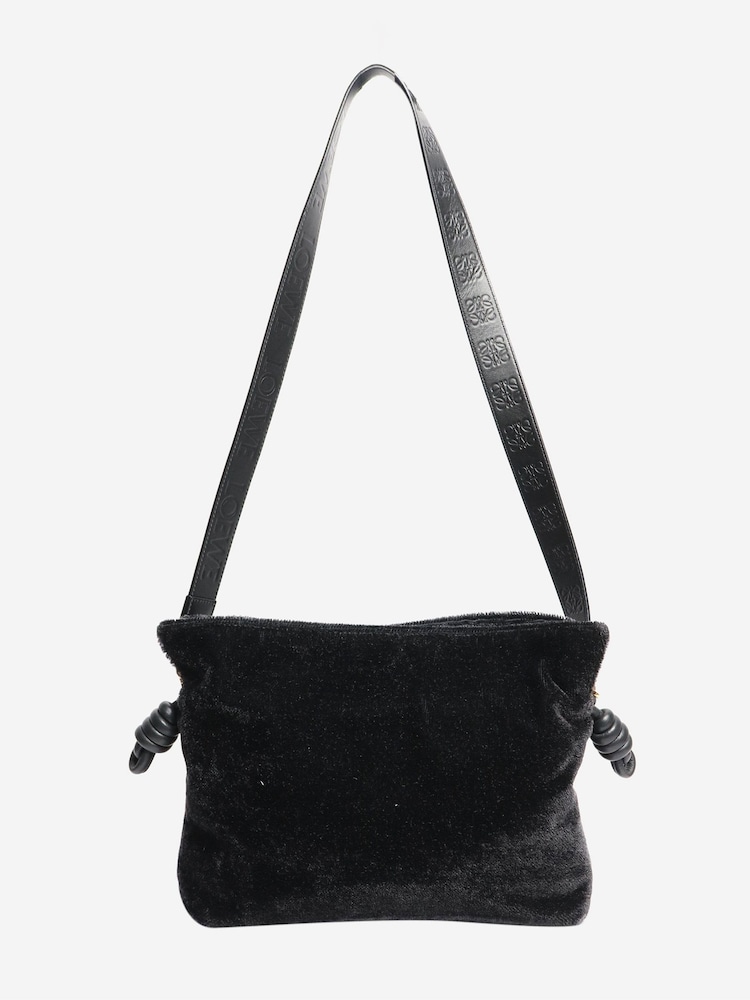 Sign Of The Times Loewe Velvet Flamenco Black Bag - Image 1 of 4 Sign Of The Times Loewe Velvet Flamenco Black Bag - Image 1 of 4