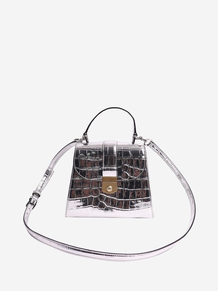 Sign of the Times Silver Veronica Beard Croc-Embossed Effect 2 Way Bag - Image 1 of 3 Sign of the Times Silver Veronica Beard Croc-Embossed Effect 2 Way Bag - Image 1 of 3