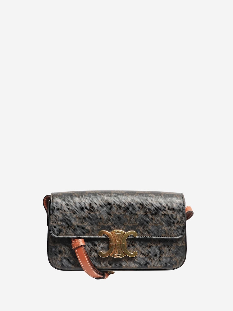 Sign of the Times Celine Triomphe Leather Shoulder Brown Bag - Image 1 of 7 Sign of the Times Celine Triomphe Leather Shoulder Brown Bag - Image 1 of 7
