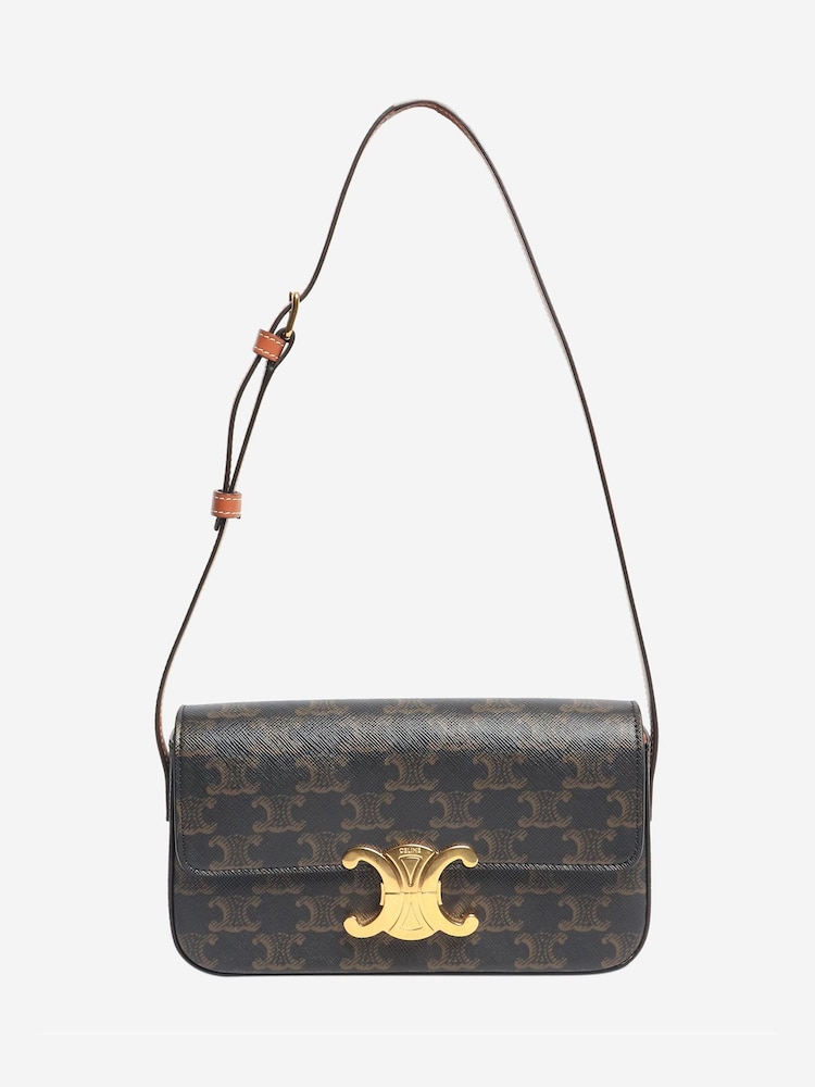 Sign of the Times Celine Triomphe Leather Shoulder Brown Bag - Image 2 of 7 Sign of the Times Celine Triomphe Leather Shoulder Brown Bag - Image 2 of 7