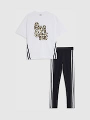 River Island Amore Leopard Print T-Shirt & Leggings Set - תמונה 1 מתוך 6