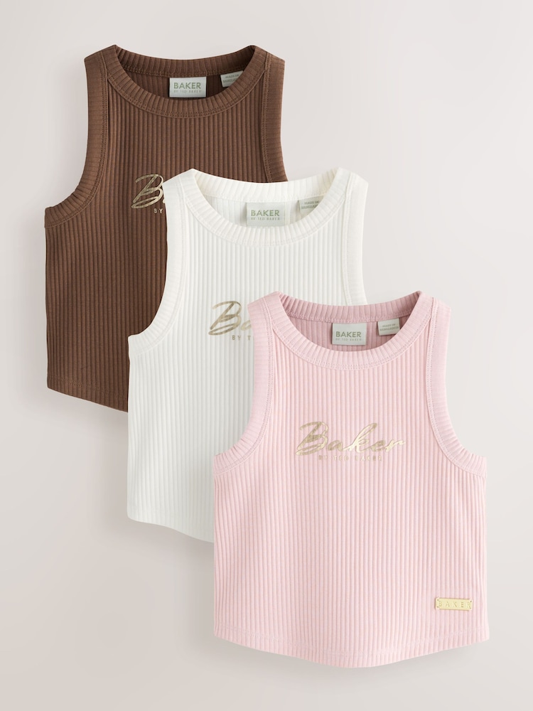Baker by Ted Baker 3 Pack Ribbed Racer Back Vests - 圖片 1/8 Baker by Ted Baker 3 Pack Ribbed Racer Back Vests - 圖片 1/8