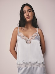 AIYLA Blue Swiss Designed Embroidered Silk Camisole - Bild 1 von 11