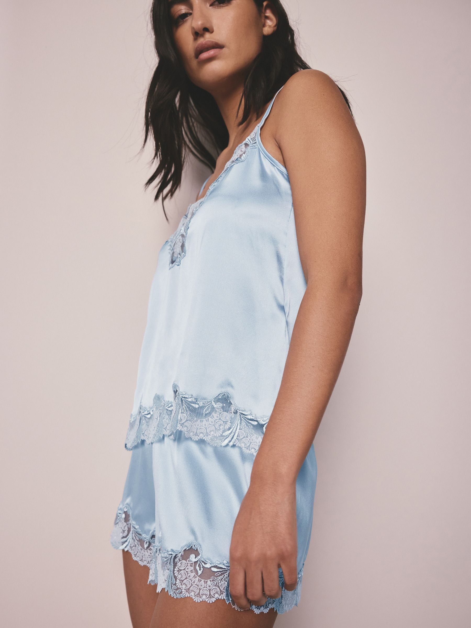 Buy AIYLA Blue Swiss Designed Embroidered Silk Camisole from Next USA