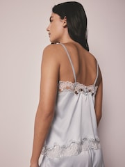 AIYLA Blue Swiss Designed Embroidered Silk Camisole - Bild 4 von 11
