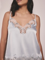 AIYLA Blue Swiss Designed Embroidered Silk Camisole - Bild 5 von 11