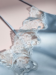 AIYLA Blue Swiss Designed Embroidered Silk Camisole - Bild 9 von 11