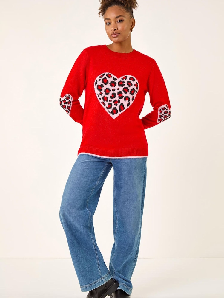 Roman Red Animal Heart Detail Knit Jumper - Image 2 of 5 Roman Red Animal Heart Detail Knit Jumper - Image 2 of 5