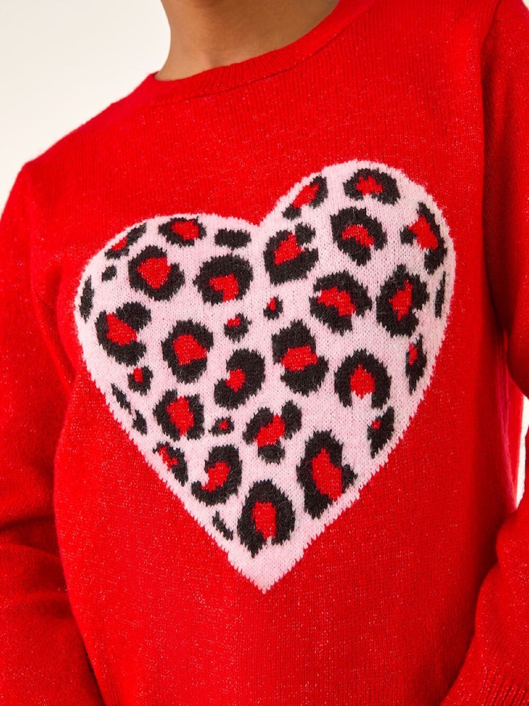 Roman Red Animal Heart Detail Knit Jumper - Image 5 of 5 Roman Red Animal Heart Detail Knit Jumper - Image 5 of 5
