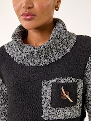 Roman Black Textured Pocket Knit Jumper - Image 5 of 5
