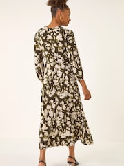 Roman abstrakt blomstrete Midi kjole - Bilde 3 av 5