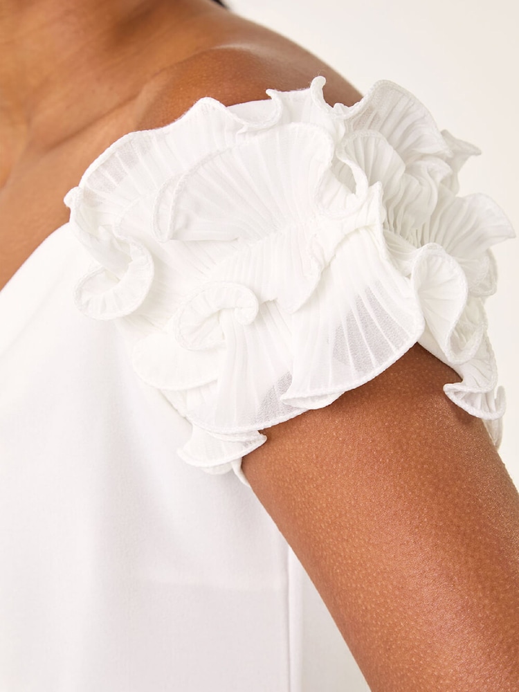 Roman Black Frill Contrast Bardot Dress - Image 5 of 5 Roman Black Frill Contrast Bardot Dress - Image 5 of 5