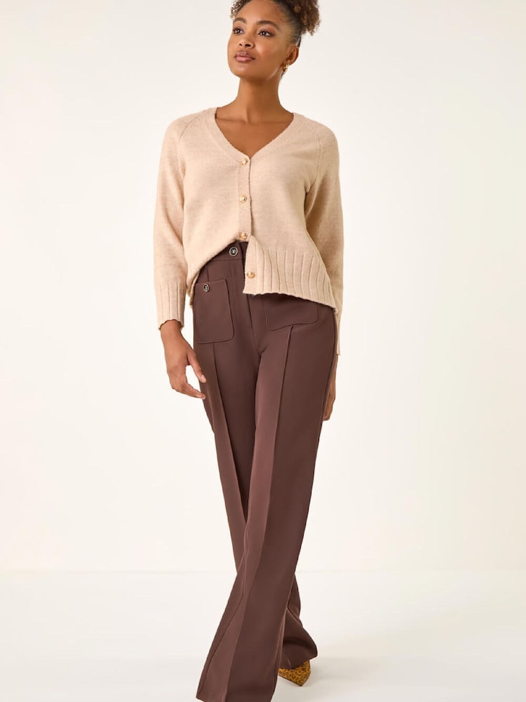 بني - Roman Pocket Button Smart Trousers - صورة 2 من 5 بني - Roman Pocket Button Smart Trousers - صورة 2 من 5