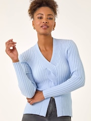 Roman Blue Cable Split Detail Rib Jumper - Image 4 of 5