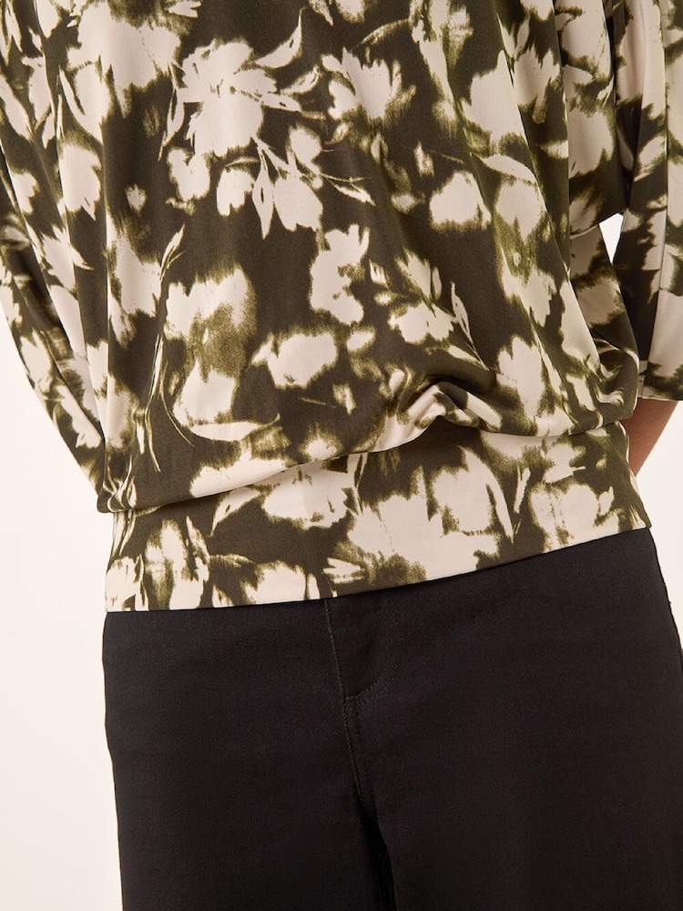 Roman Green Floral Print Bubble Hem Shirt - Image 5 of 5 Roman Green Floral Print Bubble Hem Shirt - Image 5 of 5